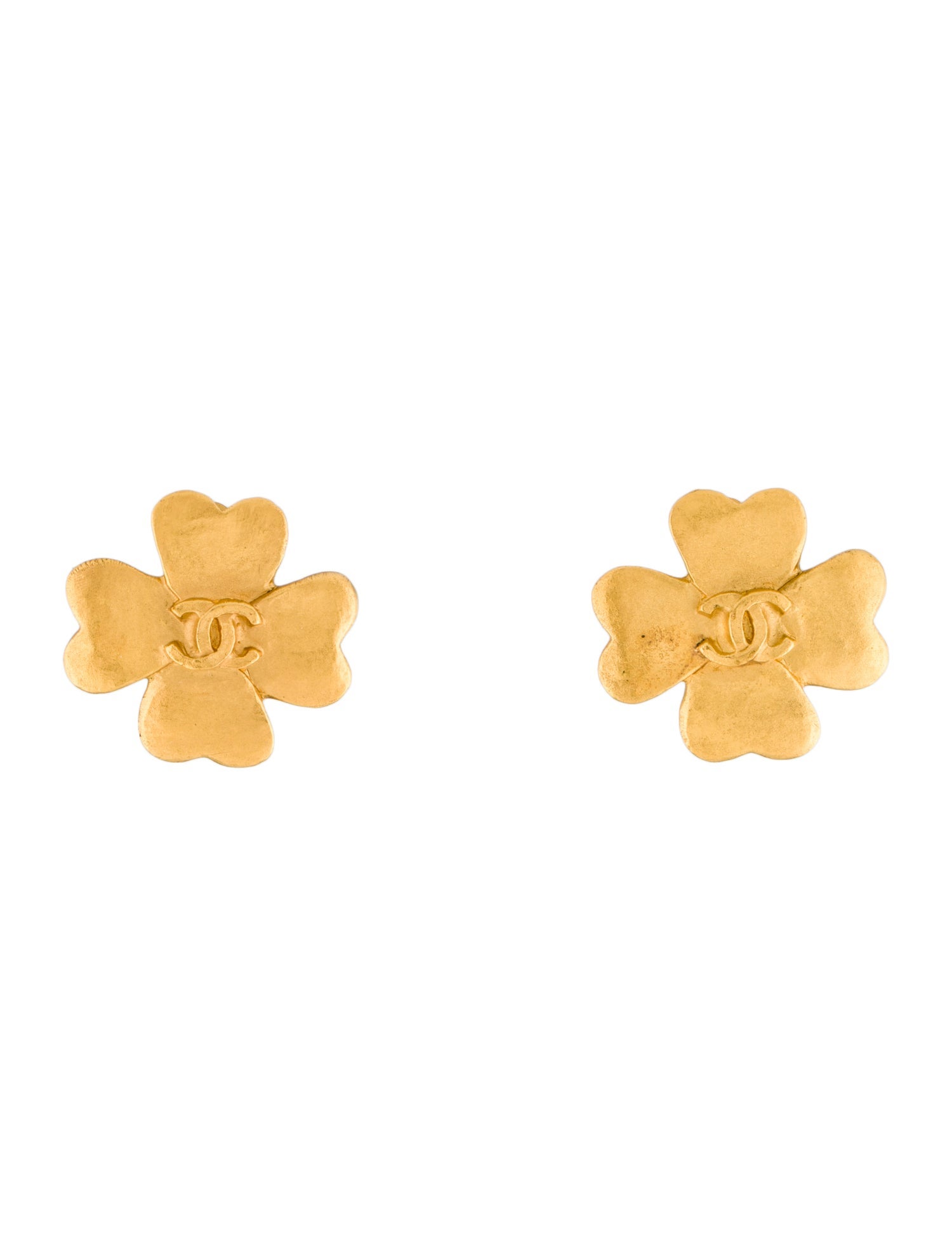 Chanel Vintage CC Clover Clip-On Earrings